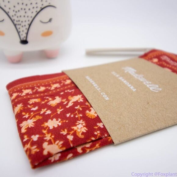 NEW Madewell silk bandana, color:‎ Dark Cinnabar - Picture 2 of 8